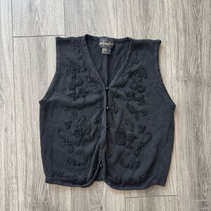 Vintage Black Beaded Vest